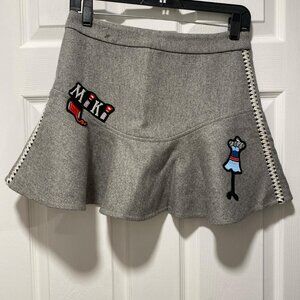 Color Mikibana Skirt - grey skirt with patches